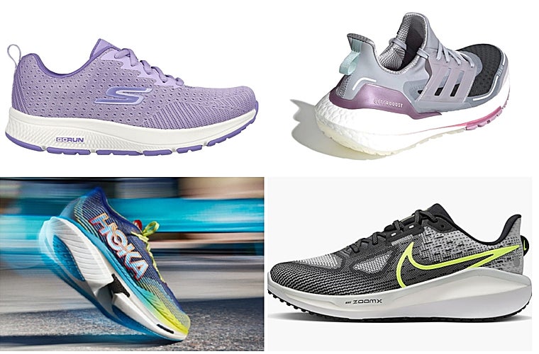 Arriba a la izquierda, deportivas running de Skechers; arriba a la derecha deportivas running de Veepee; abajo a la izquierda las Cielo X1 de Hoka y abajo a la derecha Nike Vomero 17 de Nike disponibles en amazon.