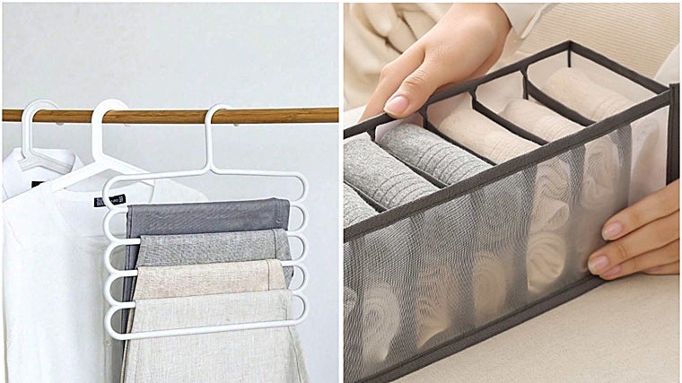 Organizadores de ropa y complementos para optimizar espacio. Disponibles en Shein.