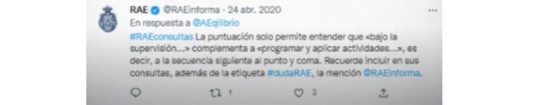 Aclaración de la RAE a la redacción del párrafo de competencias