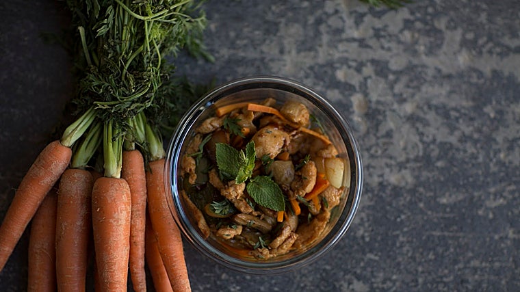 Salteado de pavo con verduras