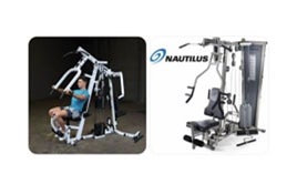 Máquinas actuales de la marca Nautilus caracterizadas por el énfasis en la ergonomía, en el control del recorrido y resistencia constante