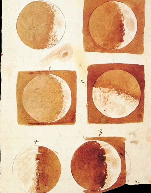 Lunar phases drawn by Galileo Galilei thanks to his observations.  One of the most beautiful images in his book Sidereus nuncius, (known as Sidereal Messenger, and also under the meaning of Sidereal Message).