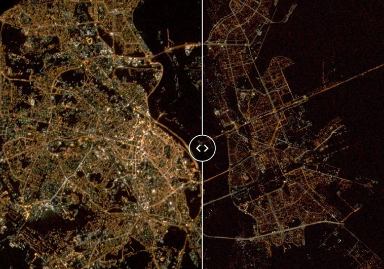 Kiev antes y después de la guerra de Ucrania vista desde el espacio