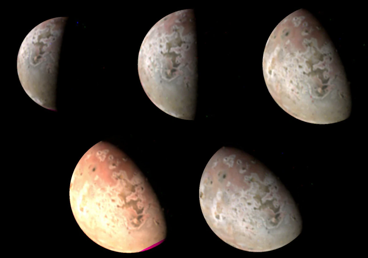 Io, la luna más volcánica del Sistema Solar, fotografiada por la sonda Juno, de la NASA