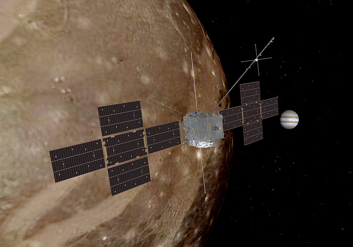 La misión europea Juice, en órbita alrededor de Ganímedes