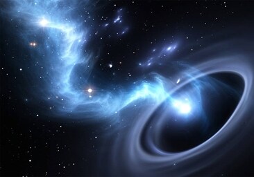 Debido a la radiación Hawking, un agujero negro va perdiendo poco a poco su masa hasta que se evapora por completo