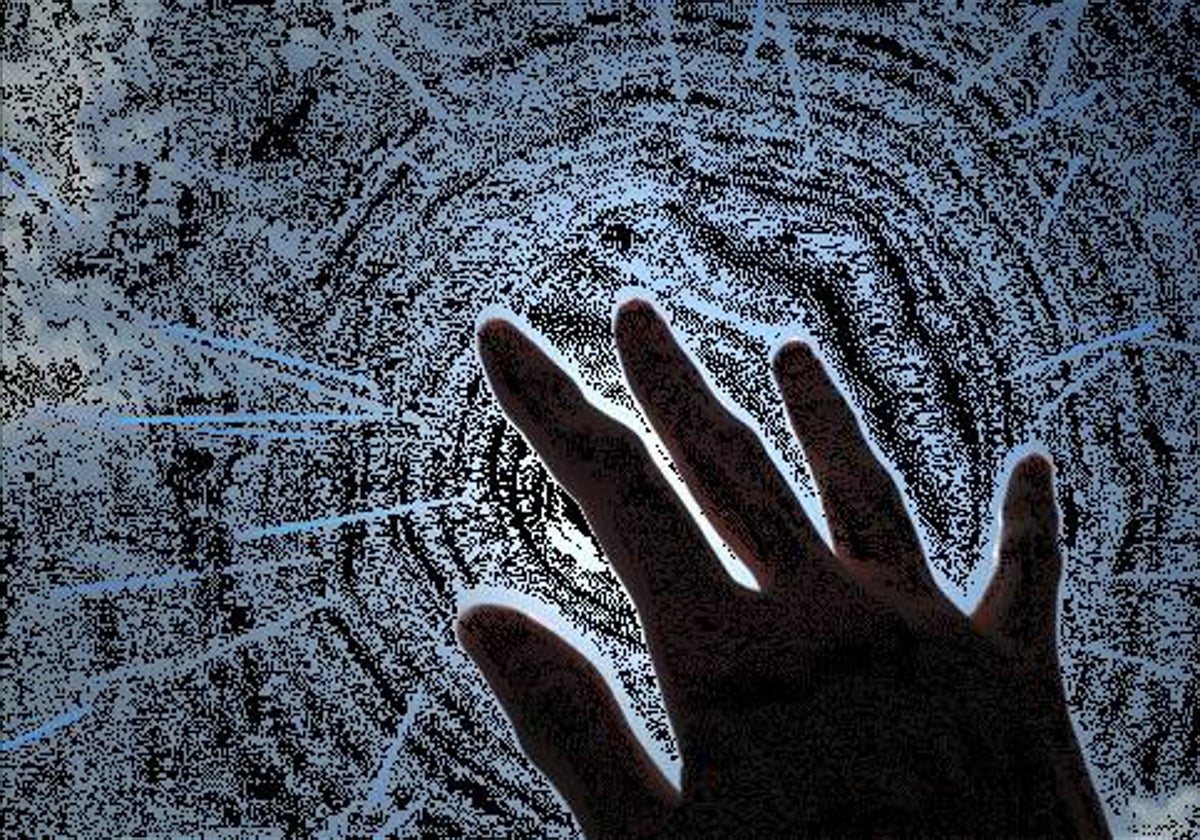Impresión artística de muones cayendo sobre una mano