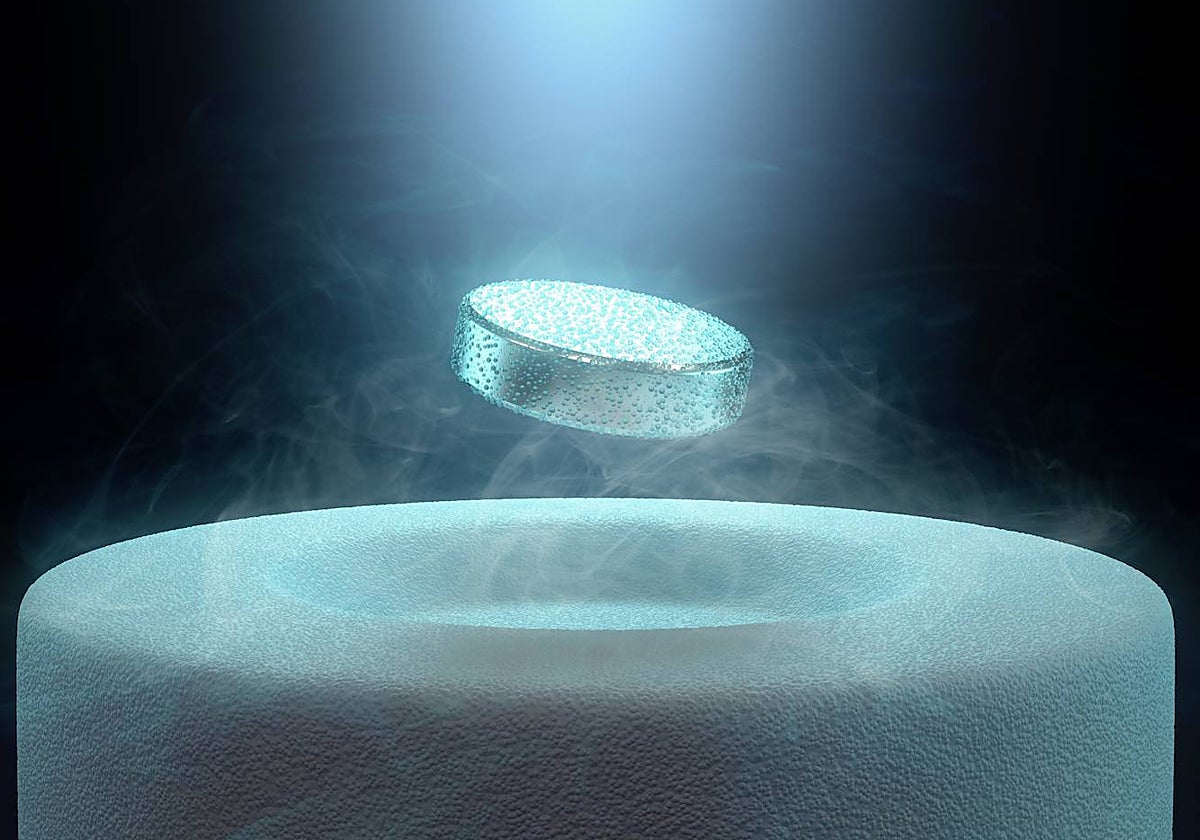 Ilustración de la levitación de un material superconductor