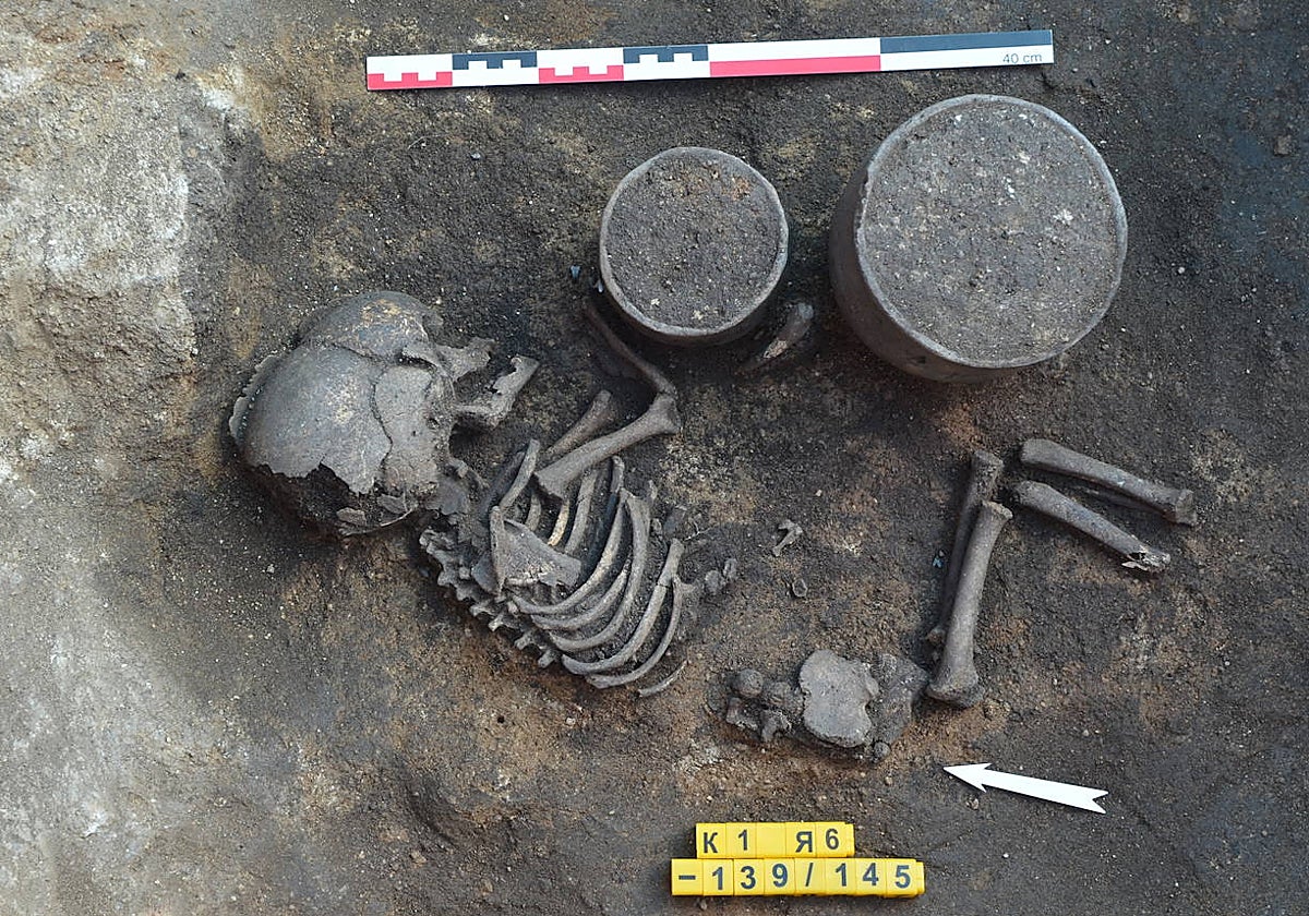 Enterramiento de un niño de la familia de la Edad de Bronce en la que se pasa el estudio