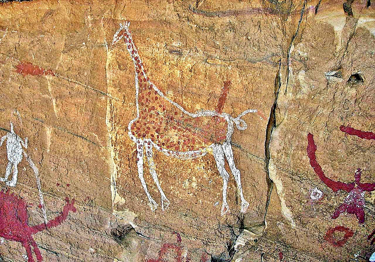 Pinturas rupestres en el valle de Tel Isarjen, hoy un lugar desértico