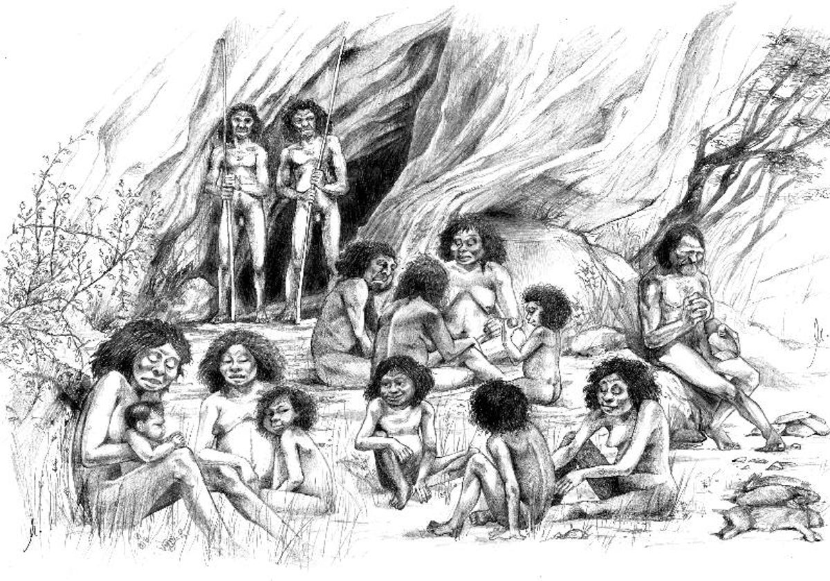 Recreación de un campamento de Homo antecessor