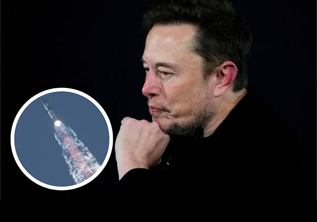 En la foto principal, Elon Musk; en pequeño, el cohete Starship
