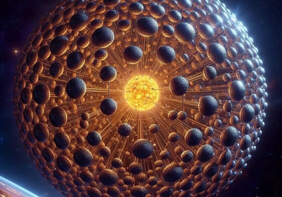 En la ilustración, una esfera de Dyson construida alrededor de una estrella extrae su energía