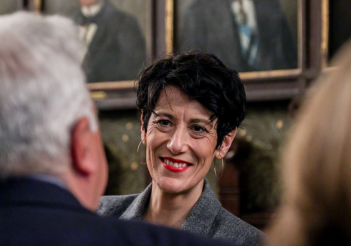 La ministra de Inclusión, Seguridad Social y Migraciones, Elma Saiz, durante el encuentro 'Consolidar la agenda verde Europea', en el Ateneo de Madrid