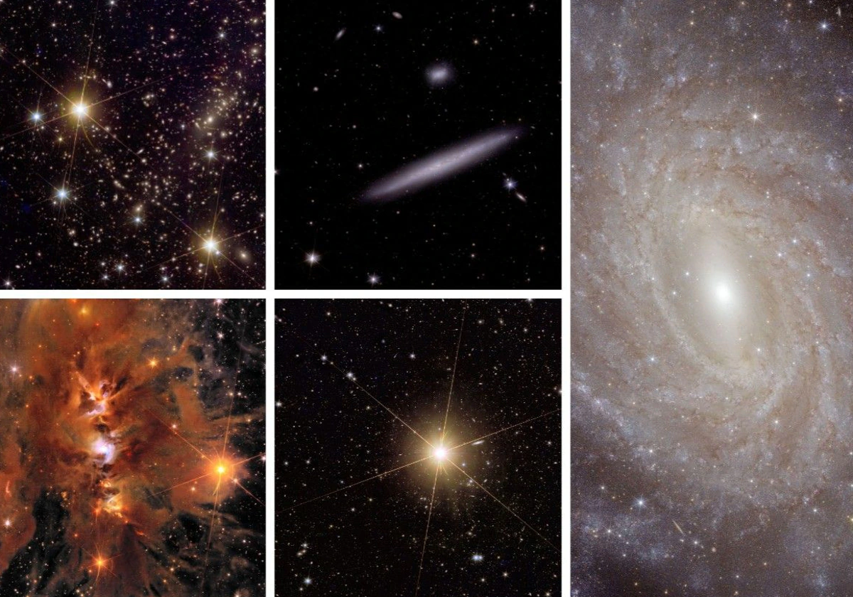 las cinco fotos reveladas por el consorcio Euclid revelan desde cúmulos estelares a viveros de estrellas, pasando por brillantes y lejanas galaxias