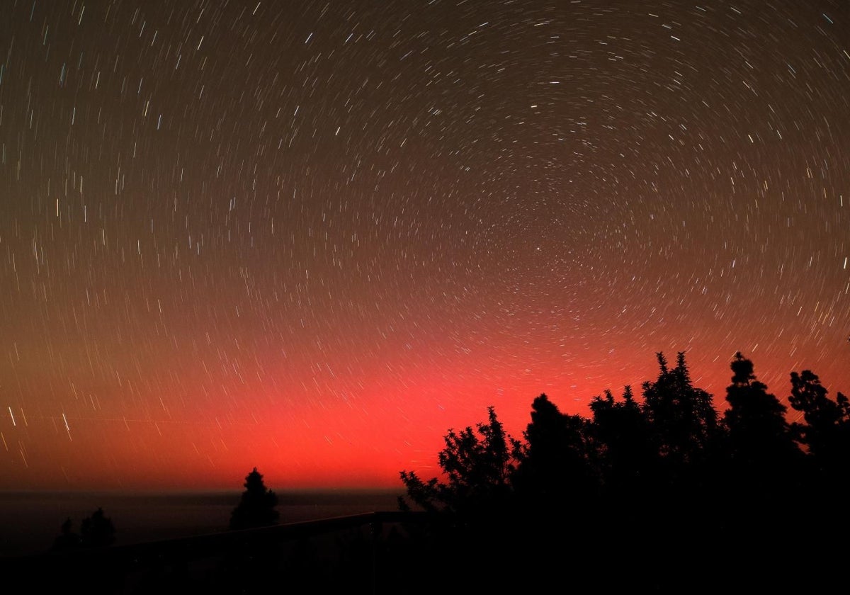 Una aurora boreal vista el pasado mayo desde las Canarias