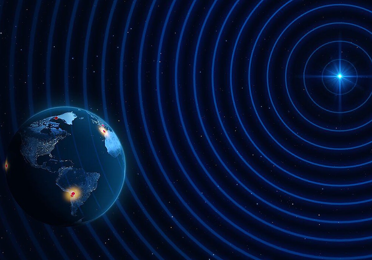 La ilustración muestra la ubicación de los telescopios, parte de la colaboración EHT) que participaron en el experimento piloto que obtuvo las observaciones de más resolución nunca hechas desde la Tierra