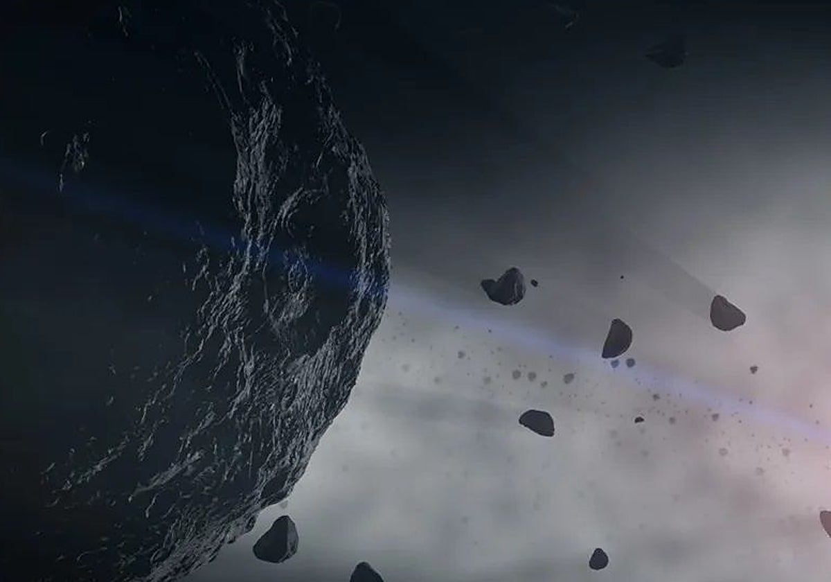 En la ilustración, Bennu, junto a otros asteroides cercanos