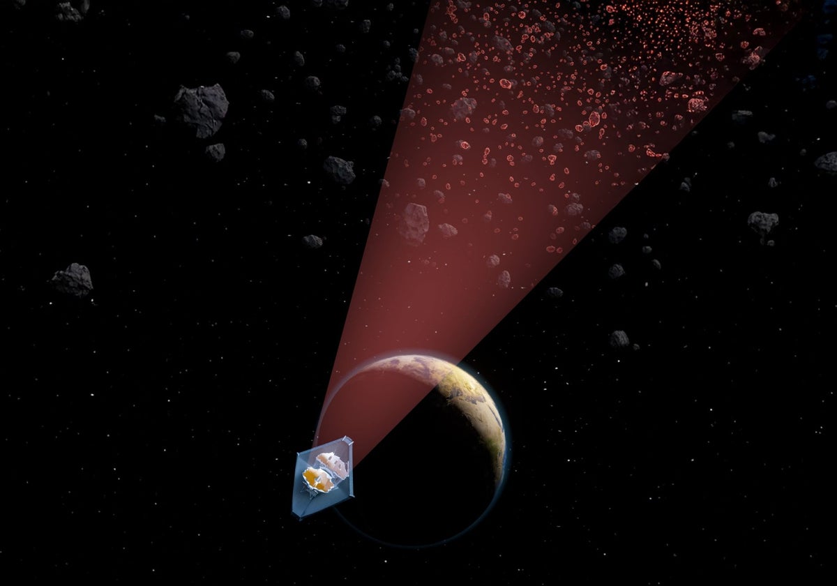 En la ilustración, el Telescopio Espacial Jaames Webb revela toda una población de pequeños asteroides en el cinturón principal