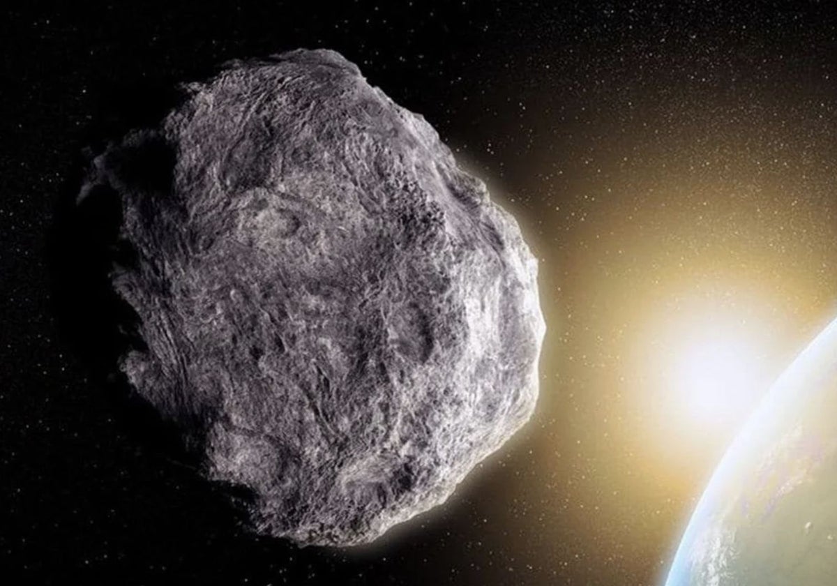 En la ilustración, un asteroide acercándose a la Tierra