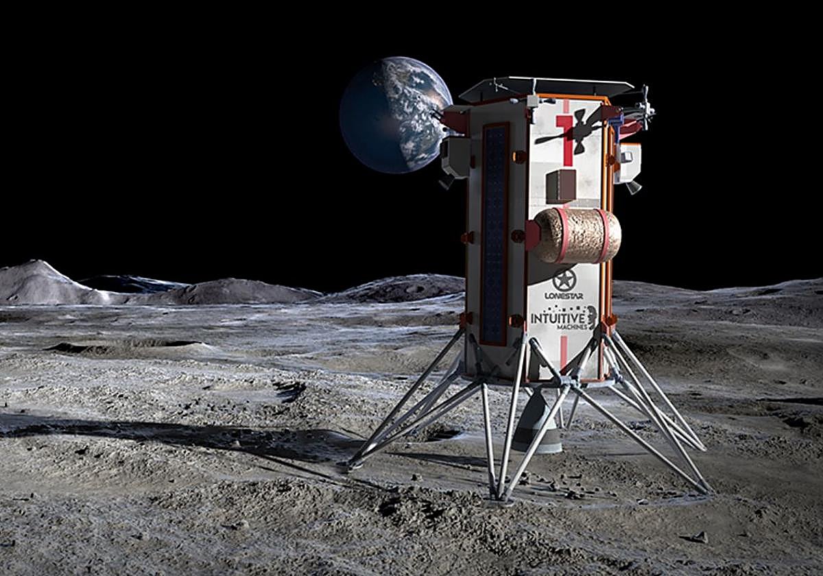 Simulación del módulo 'Freedom' de Lonestar posado en la Luna