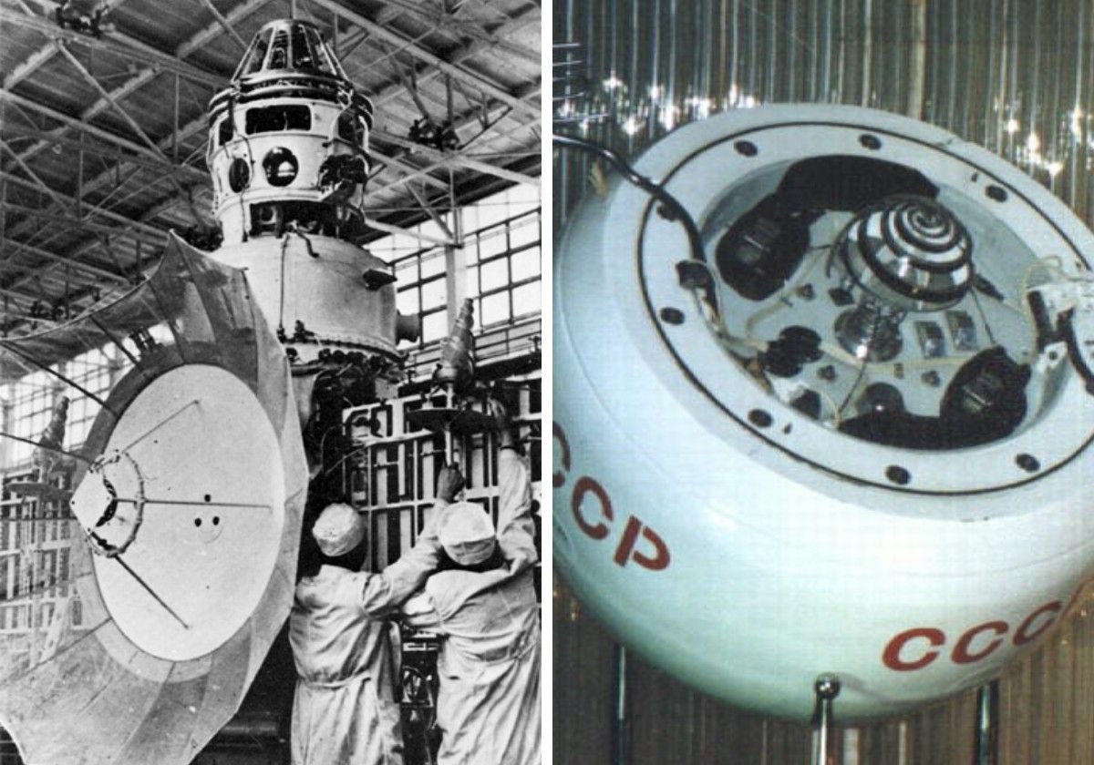 Nave espacial Venera 8, gemela de Kosmos 482, en fabricación. A la derecha, el módulo de aterrizaje