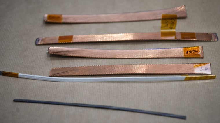Muestras de materiales que forman las bobinas