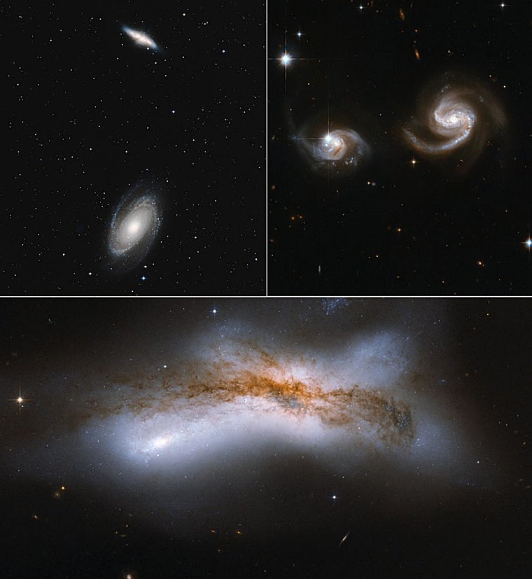 La Vía Láctea y Andrómeda se cruzan a una distancia de un millón de años luz. A 500.000 años luz, la materia oscura genera fricción que acerca a las galaxias. Una separación de 100.000 años luz provoca una colisión