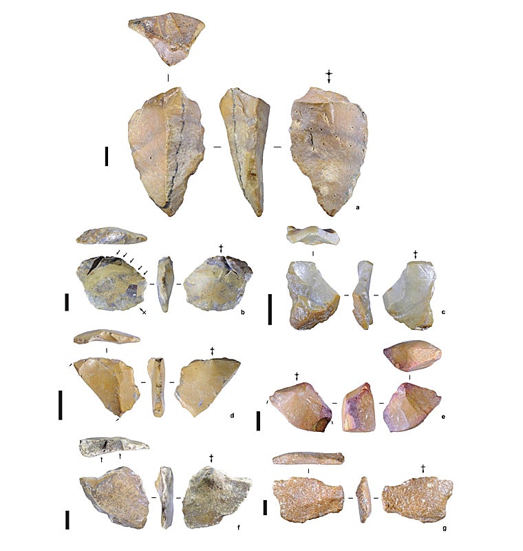 las herramientas halladas en el yacimiento de Calio, en la isla de Célebes