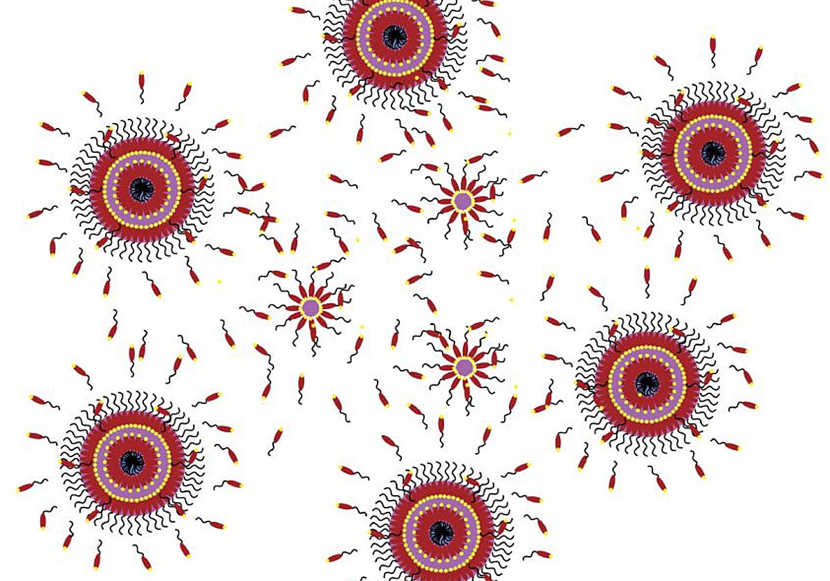 La ilustración muestra las diferentes etapas por las cuales varias moléculas no biológicas crecieron y se multiplicaron