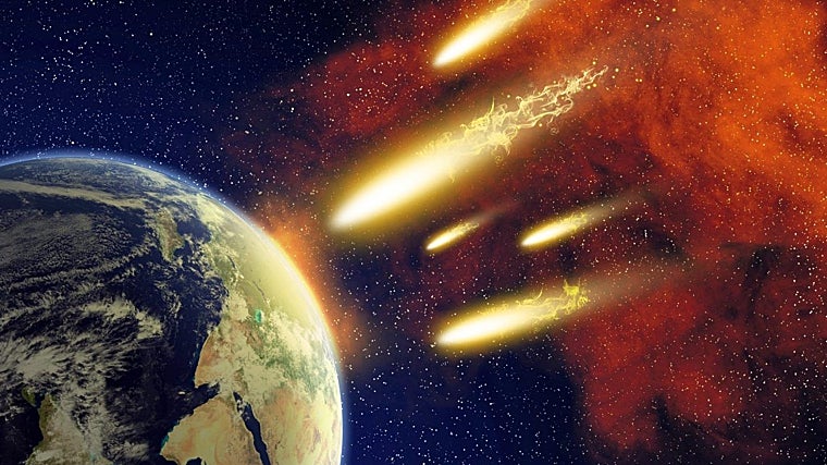 Un cometa se rompe en pedazos debido a la gravedad terrestre y sus fragmentos estallan en la atmósfera