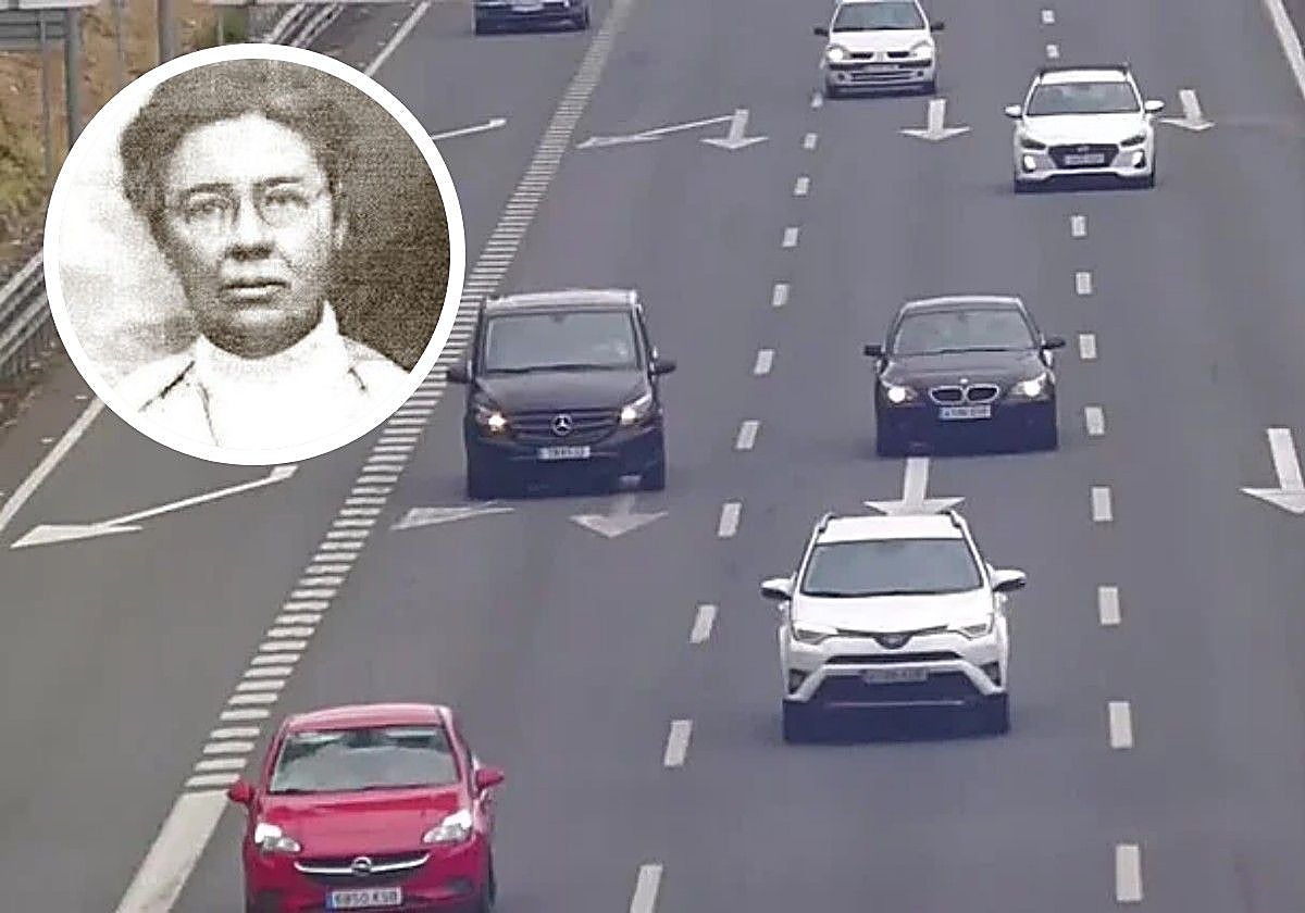 La línea de las carretera es una invención simple, pero fundamental. En el círculo, su inventora, June McCarroll