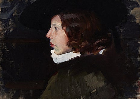 Imagen secundaria 1 - Arriba, 'Día gris en la playa de Valencia' (1901), colección particular. Sobre estas líneas, de izquierda a derecha, 'María vestida de velazqueña' (1905), colección particular, y 'Retrato de Manuel Barolomé Cossío' (1908), colección particular 