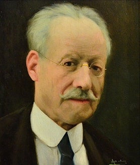 Imagen secundaria 2 - La familia de Elías García Martínez, durante uno de sus veraneos en Borja. Detalle de un retrato al carboncillo del pintor y autorretrato del mismo