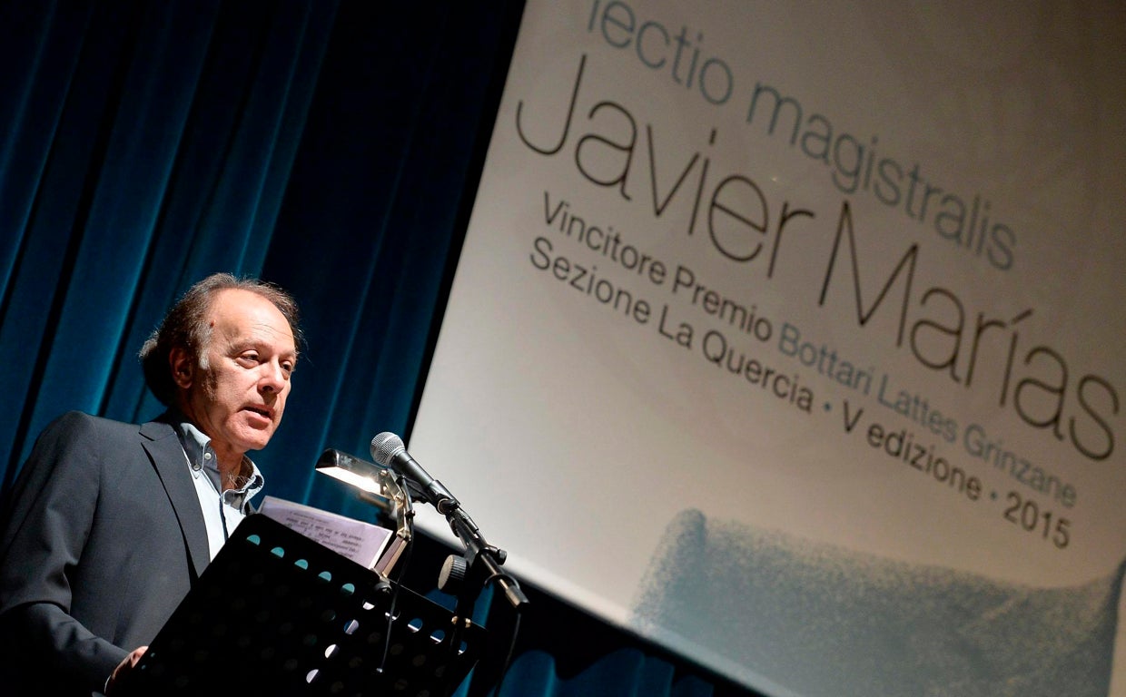 Javier Marías, en una clase magistral en Italia en 2015