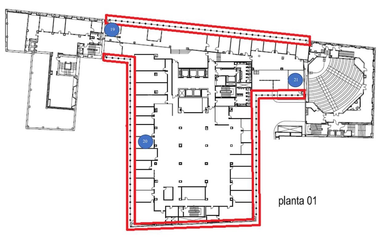 Plano de una planta con las zonas afectadas