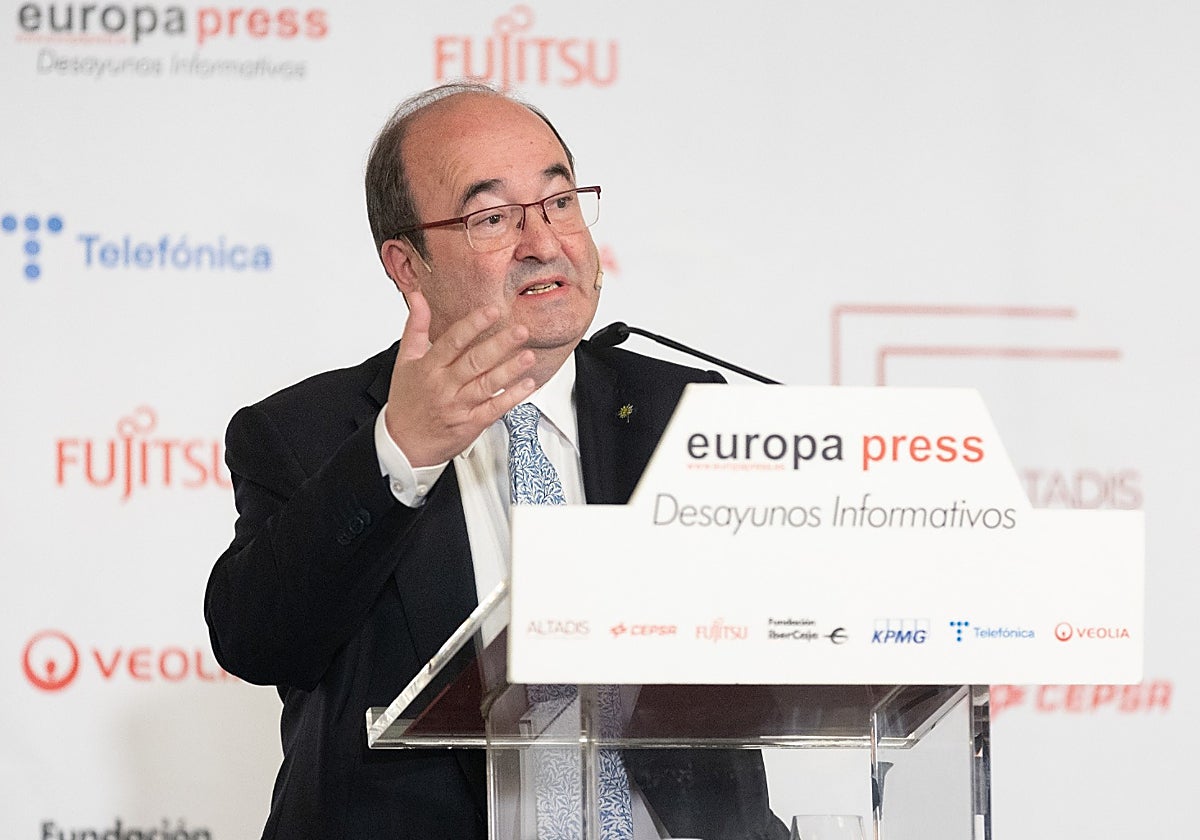 Miquel Iceta, ministro de Cultura, en el desayuno organizado por Europa Press