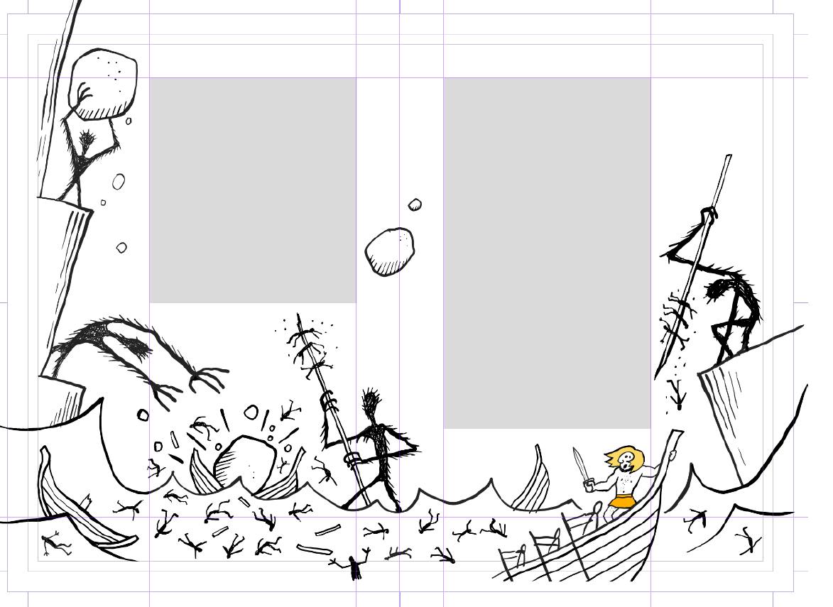 El uso del color, tan esquemático como el diseño de personajes, arroja la información necesaria: el traje de Ulises, por ejemplo, es  lo único amarillo que aparece en todo el libro 