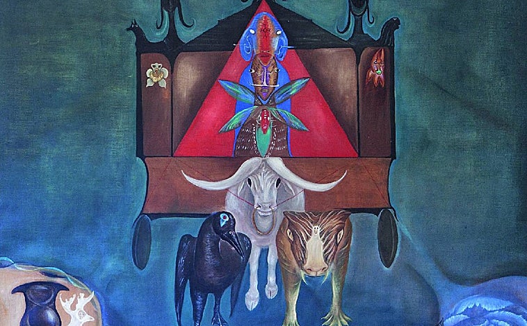 Imagen principal - Sobre estas líneas, detalle de 'Santuario para las Furias' de Carrington, y 'Luz emergente', de Remedios Varo. Sobre estas líneas, fragmento de 'Carro de Molly Malone', de Leonora