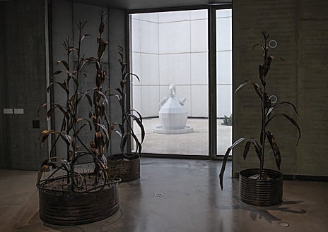 Imagen secundaria 1 - Sobre estas líneas,algunos de los proyectos de la exposición, como la regadera 'reguetonera' y el dedicado al tomaco