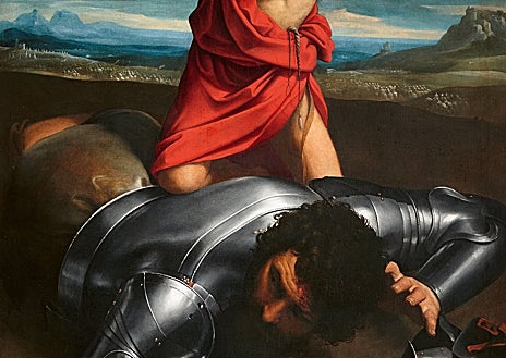 Imagen secundaria 1 - Arriba, fragmento de ‘Baco y Ariadna’. Sobre estas líneas, detalle de ‘David decapitando a Goliat’ y ‘El ángel apareciéndose a San Jerónimo’
