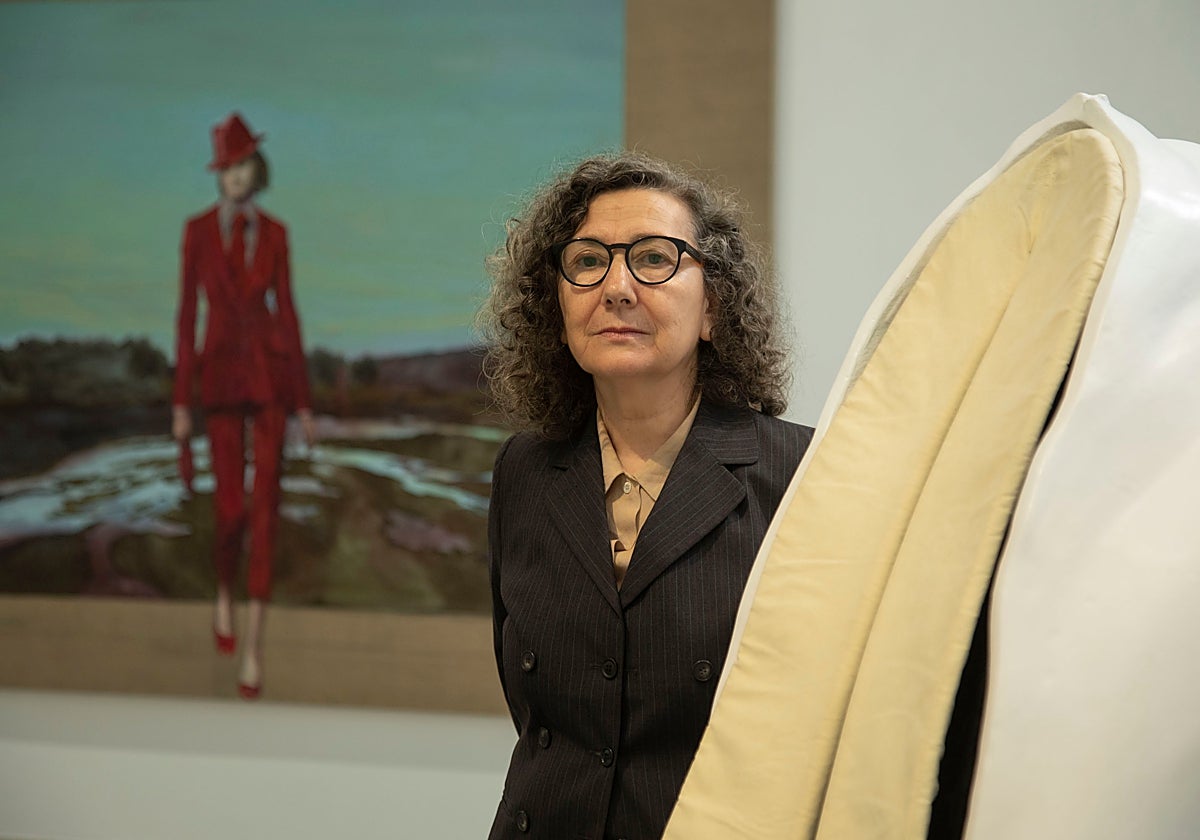 Civera, entre sus obras, en Patio Herreriano