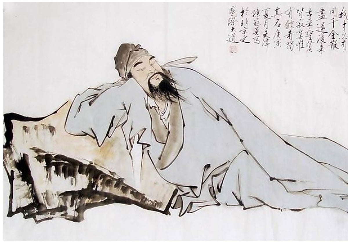 Pintura que representa a Li Bai como poeta