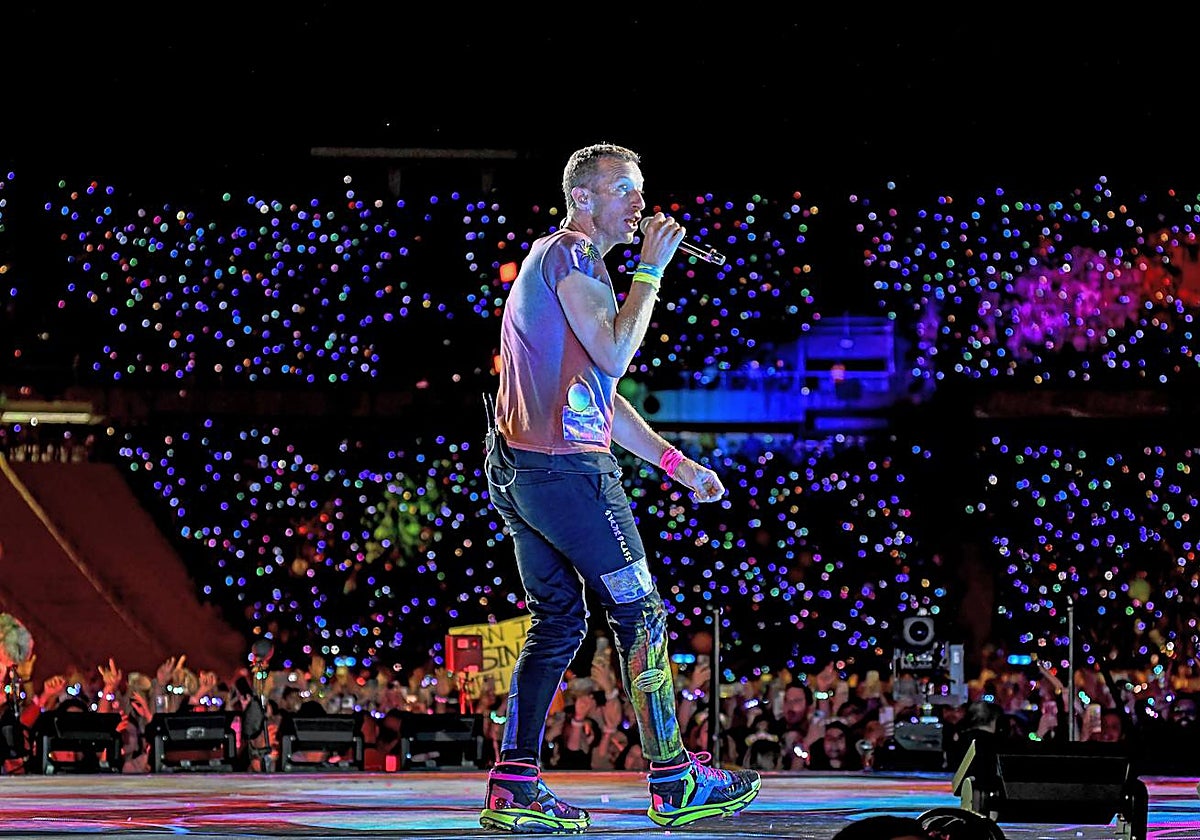 Chris Martin, cantante de Coldplay, durante el concierto