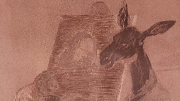 Imagen después - Detalle del grabado 41 de los 'Caprichos' de Goya, antes y después de su restauración