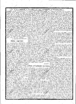 Imagen - El artículo de Azorín titulado 'Adiós supremo' se publicó el 16 de abril de 1929