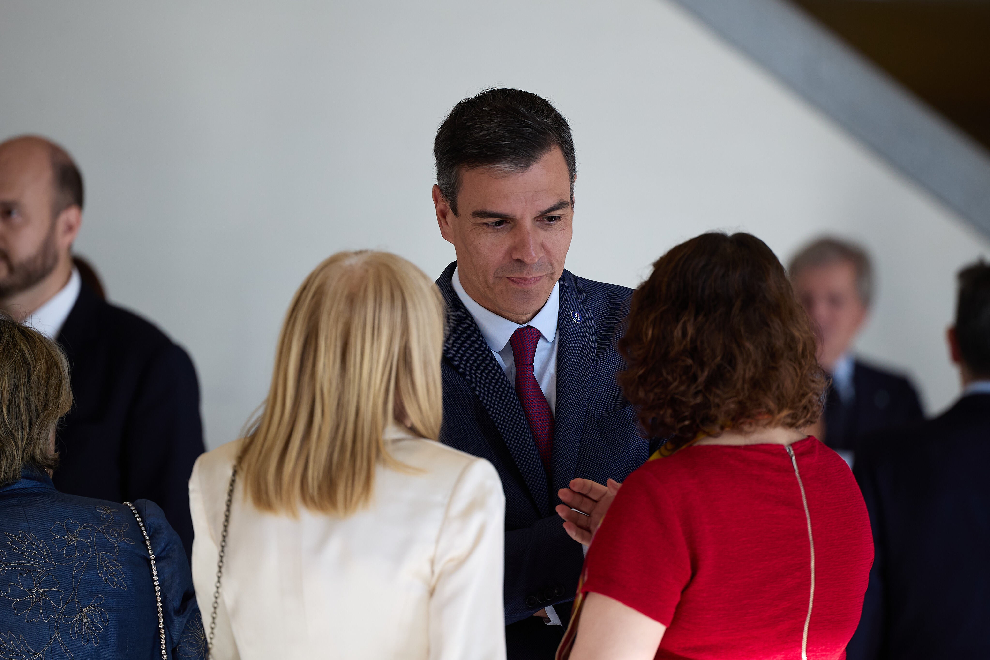 El presidente del Gobierno, Pedro Sánchez, durante la inauguración de la Galería de las Colecciones Reales, en el Palacio Real
