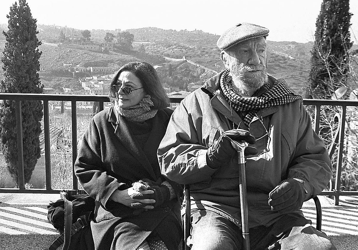 Fernando Fernán Gómez y Emma Cohen, durante el rodaje de 'Lázaro de Tormes'