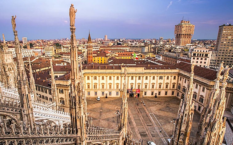 Imagen principal - Siguiendo la ruta, la Catedral de Milán. Debajo, la de Worms, en Alemania. Retrato de Fernando Álvarez de Toledo y Pimentel, III Duque de Alba, primero en utilizar esta ruta