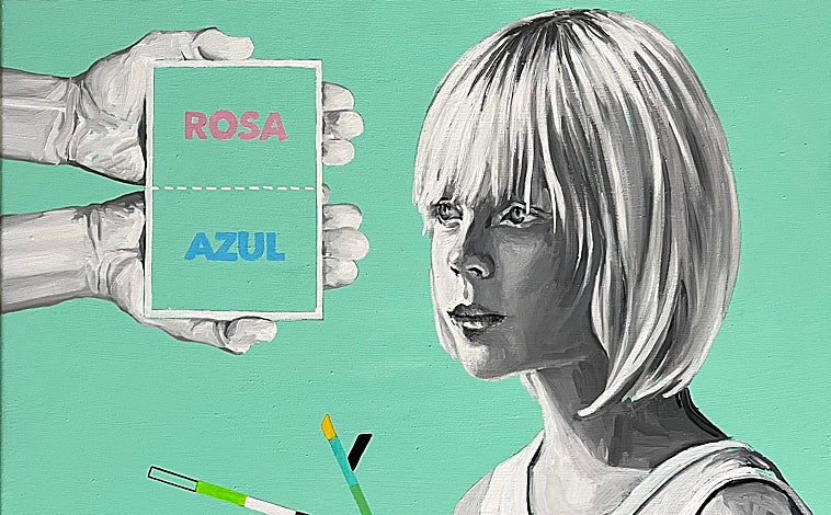 Imagen principal - Sobre estas líneas, lienzo de Jean Carlos Puerto y dibujo de Martínez Cánovas. Arriba, obra de Pepa Salas Vilar